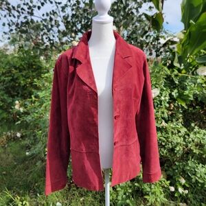 Brandon Thomas Women's 90s Western Red Suede Leather Jacket Large